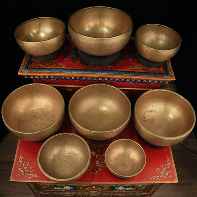 Large Antique Singing Bowl Set 04 C, D, E, F, G, A, B, C