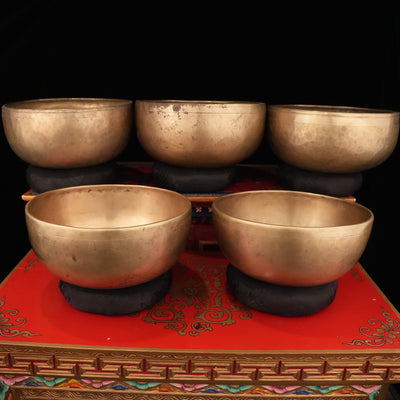 Large Antique Singing Bowl Set 05 F, G#, C, D, F