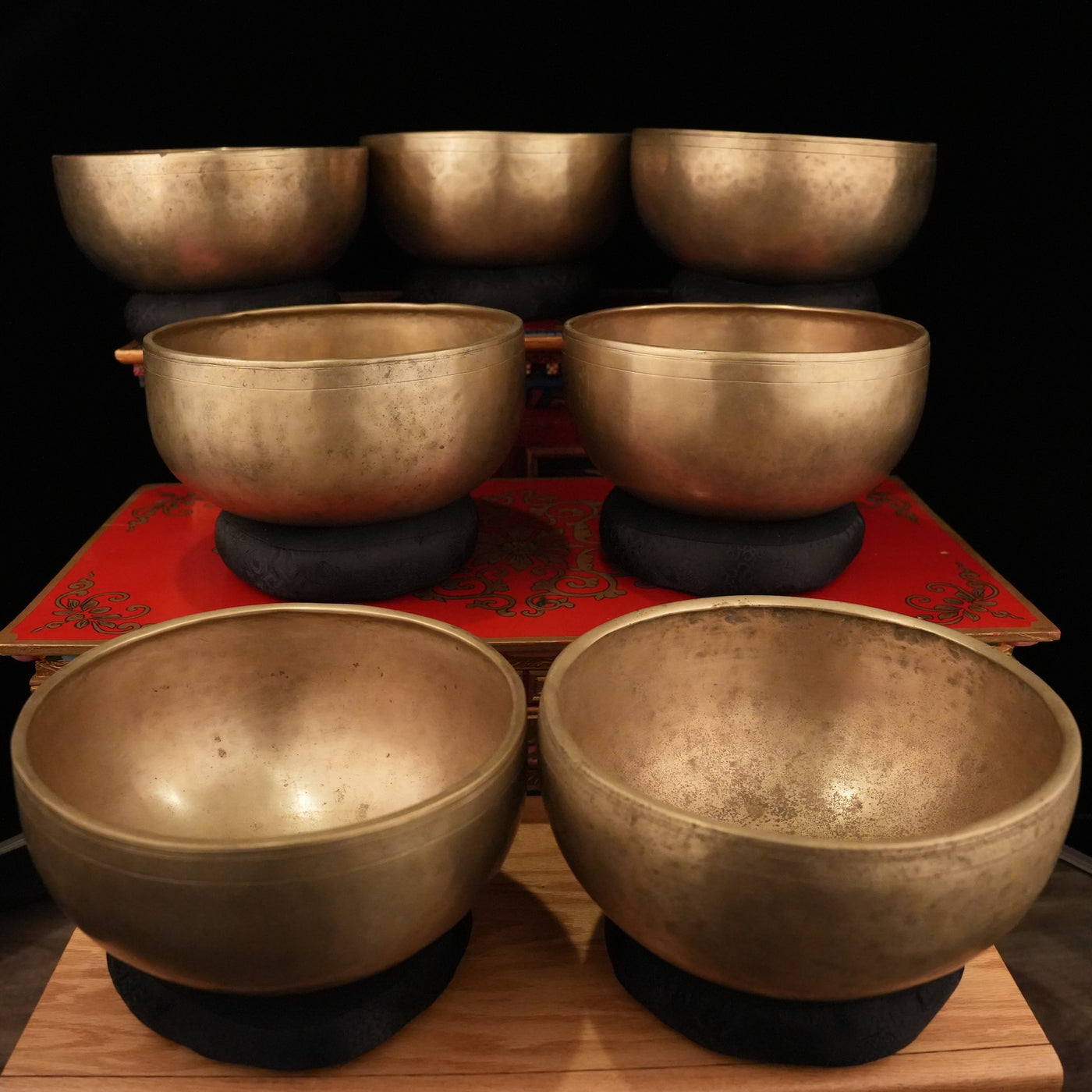 Large Antique Singing Bowl Set 09 F, G#, B, C#, D#, E, F