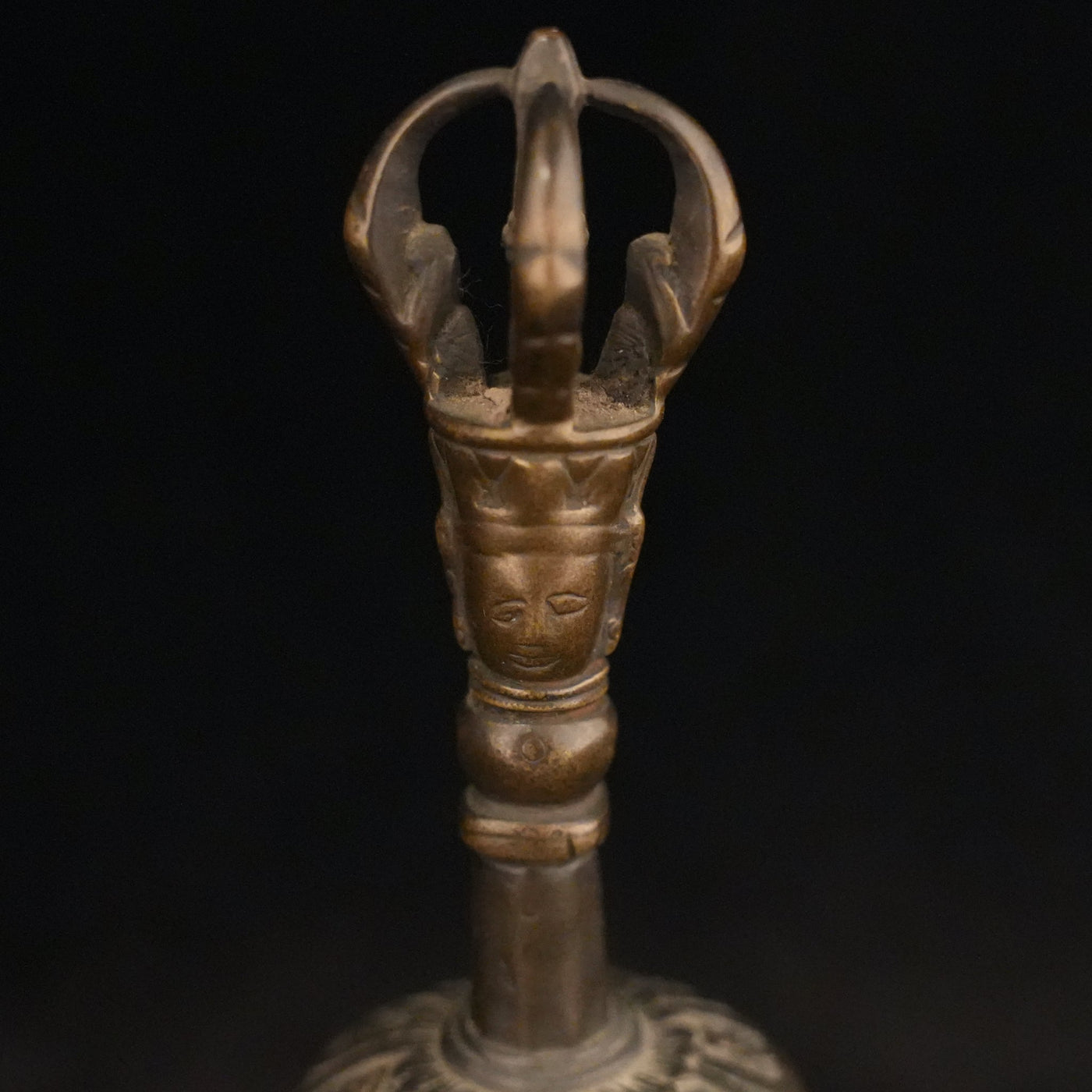 Fine Tibet Tibetan Bronze Temple Hand Bell w/ Dorje shaped handle ca. 20th  c.