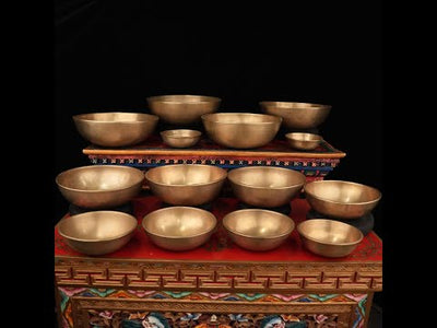 3 Octave Set of 14 Fine Antique Singing Bowls Set 10